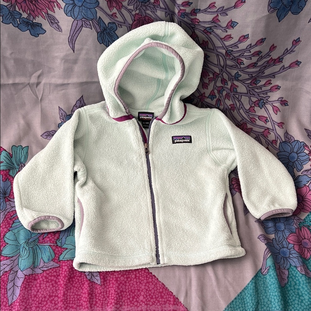 SOLD- Patagonia Kids' Mint Green Fleece Hoodie